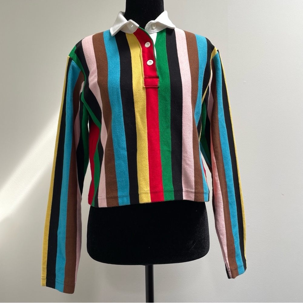 Rowing Blazers Striped Rugby Knit Top Multicolor Cropped Small